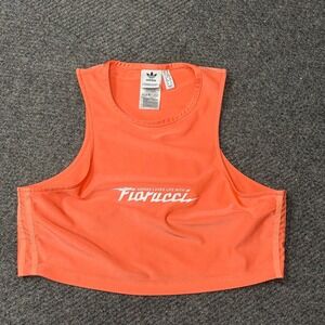 Adidas x Fiorucci Orange Crop Tank Top Womens XL Graphic Trefoil Sleeveless